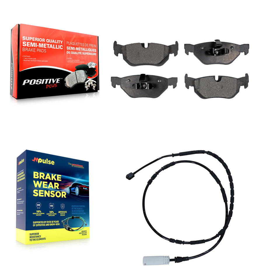 Rear Semi-Metallic Disc Brake Pads And Wear Sensors Kit For BMW 328i xDrive 128i KPW-101068