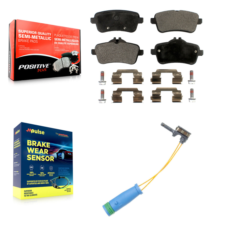 Rear Semi-Metallic Brake Pad & Wear Sensor Kit For 2014-2019 Mercedes-Benz CLA45 AMG 2.0L KPW-101082