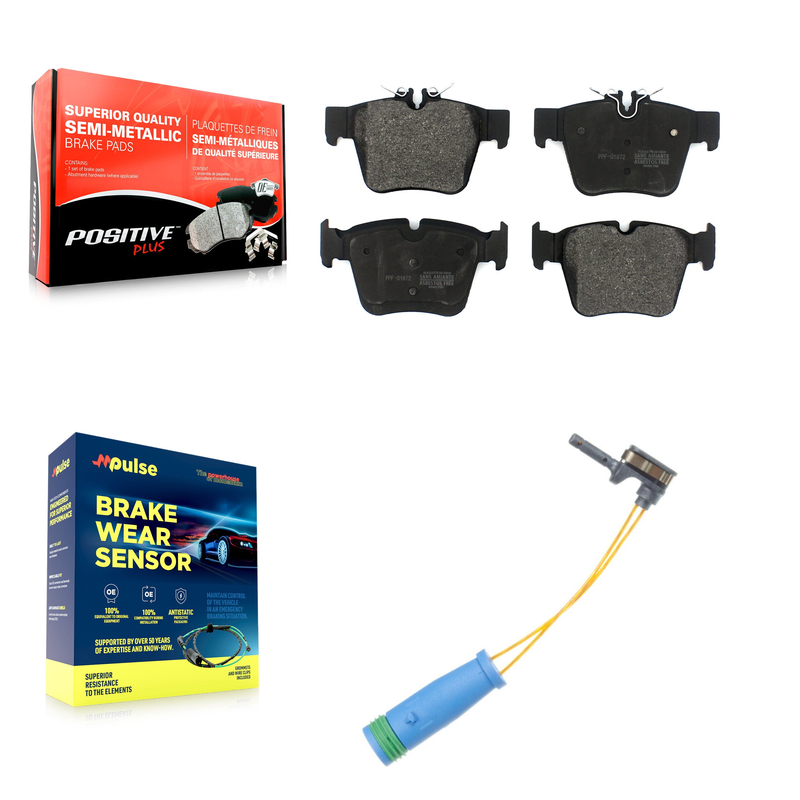 Rear Semi-Metallic Brake Pads Wear Sensor Kit For Mercedes-Benz GLC300 C43 AMG GLC43 C450 KPW-101085