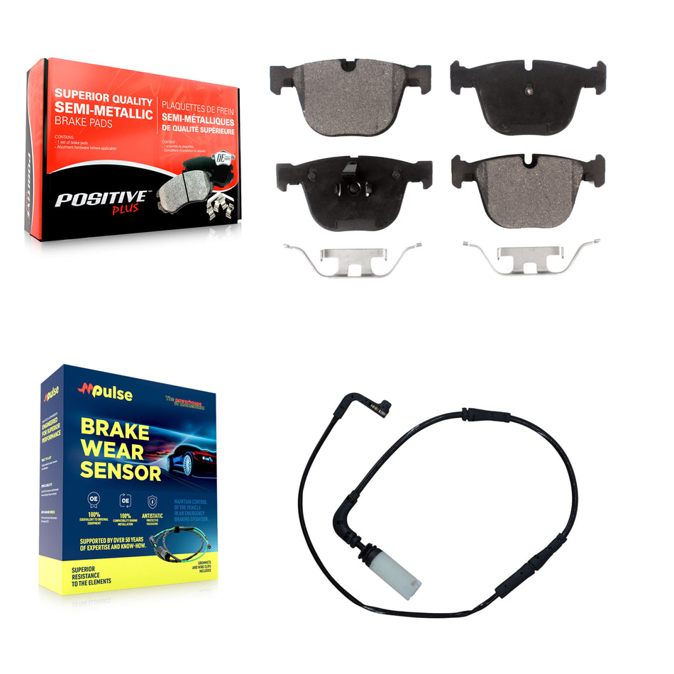 Rear Semi-Metallic Disc Brake Pad Wear Sensor Kit For BMW 650i 645Ci 550i M5 M6 545i 535i KPW-101096