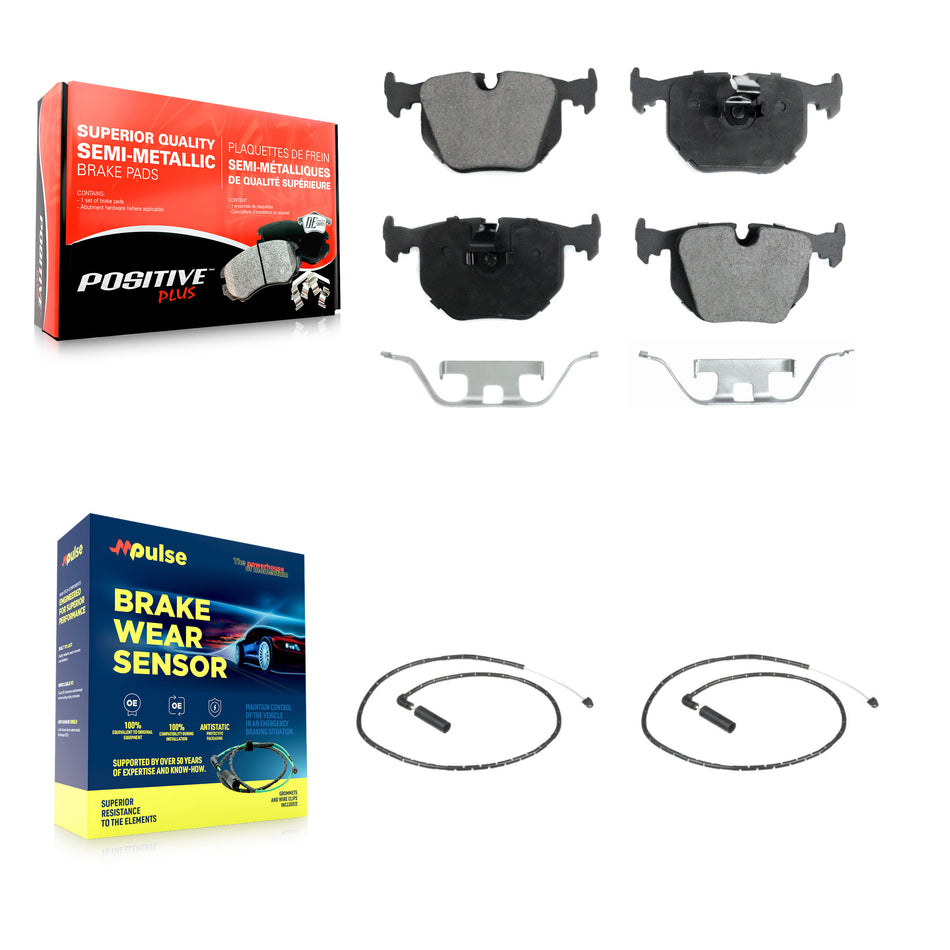 Rear Semi-Metallic Disc Brake Pads And Wear Sensors Kit For 2004-2010 BMW X3 KPW-101097