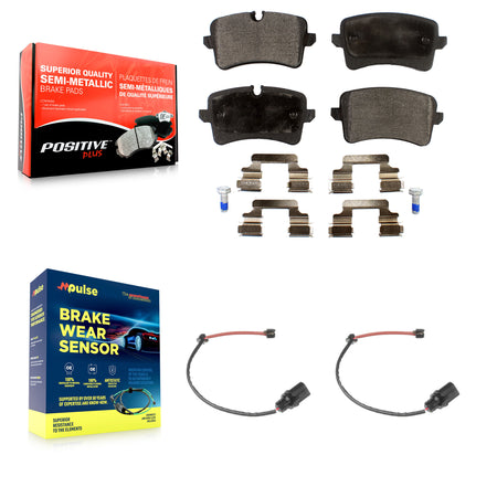 Rear Semi-Metallic Disc Brake Pads And Wear Sensors Kit For Porsche Macan Audi A6 KPW-101107