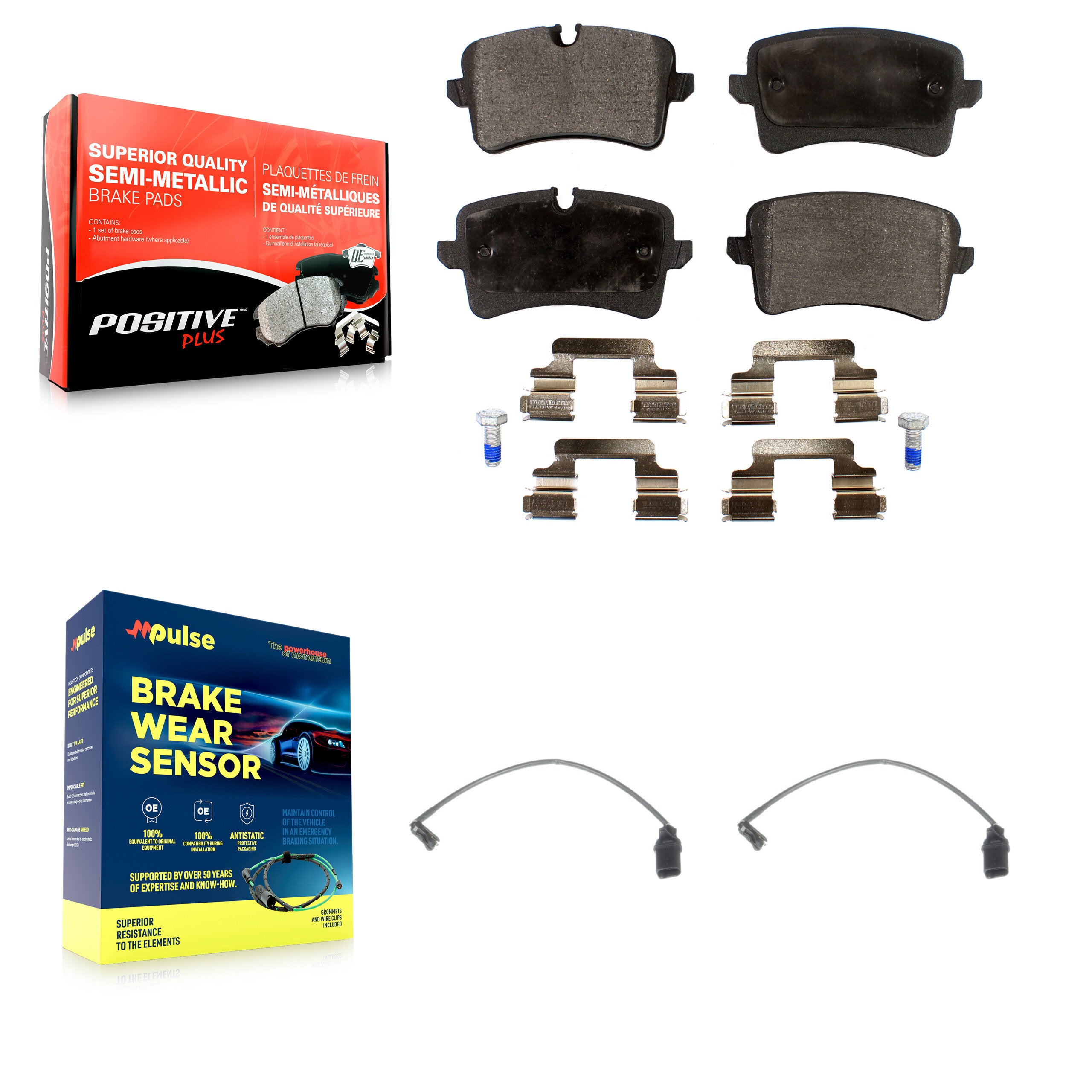 Rear Semi-Metallic Brake Pads Wear Sensor Kit For Audi Porsche Macan A6 Quattro A7 RS5 S6 KPW-101108