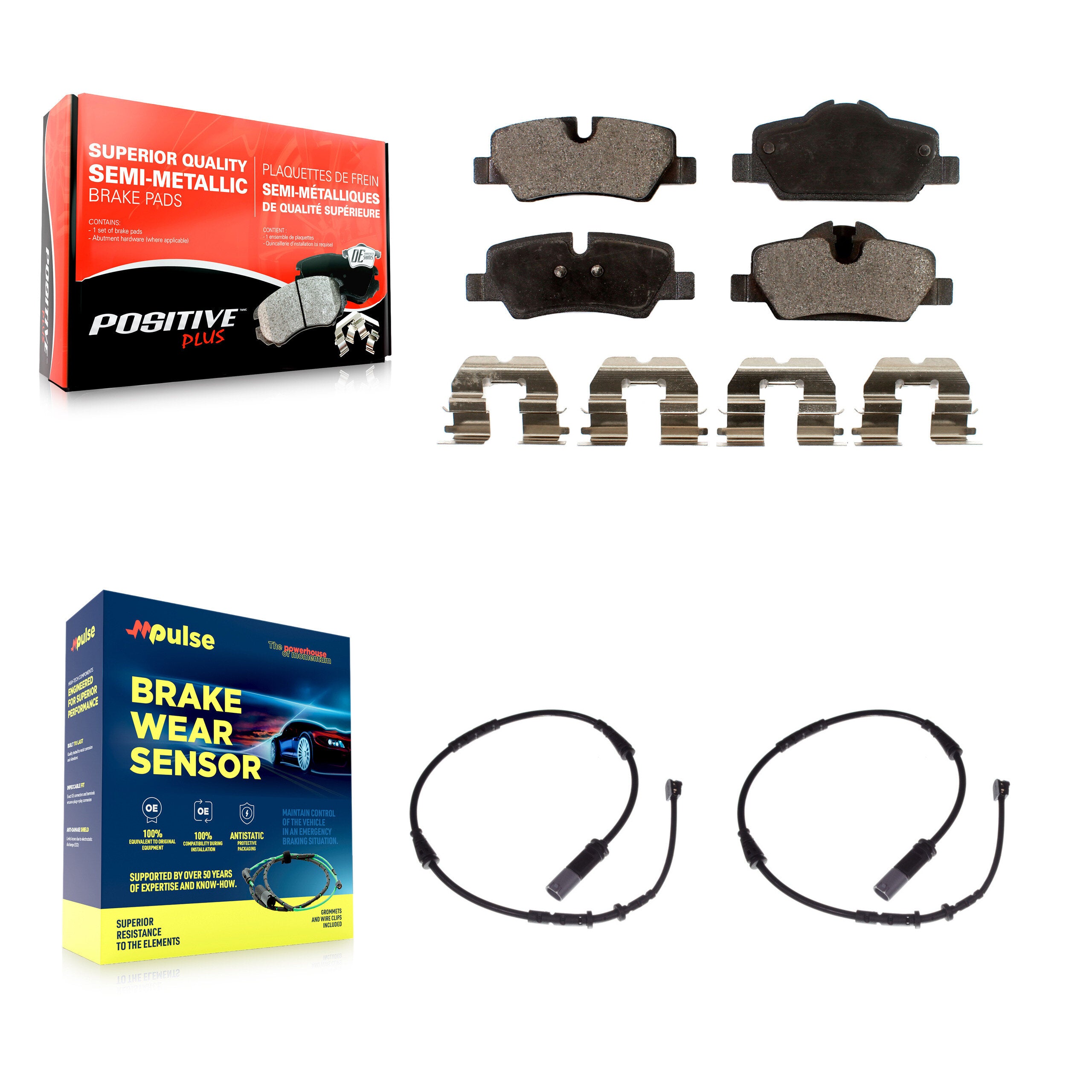 Rear Semi-Metallic Disc Brake Pads And Wear Sensors Kit For Mini Cooper KPW-101116