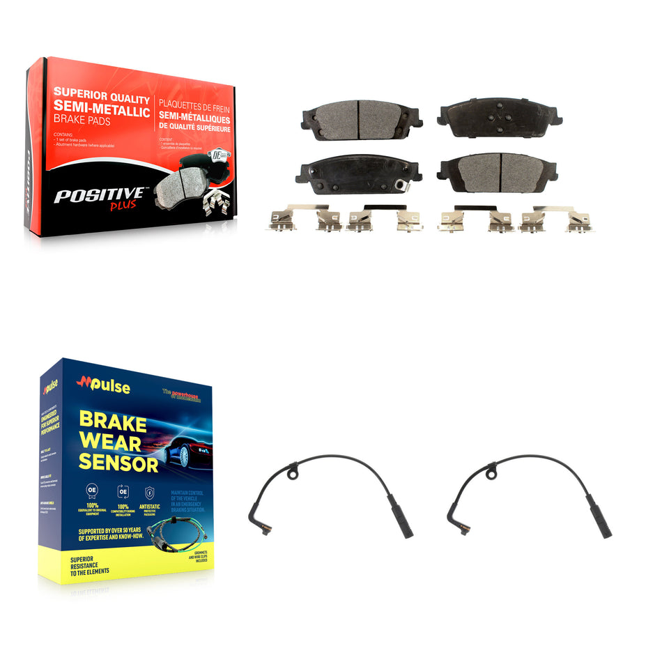 Rear Semi-Metallic Brake Pad & Wear Sensor Kit For Chevrolet Silverado 1500 LD GMC Sierra KPW-101120