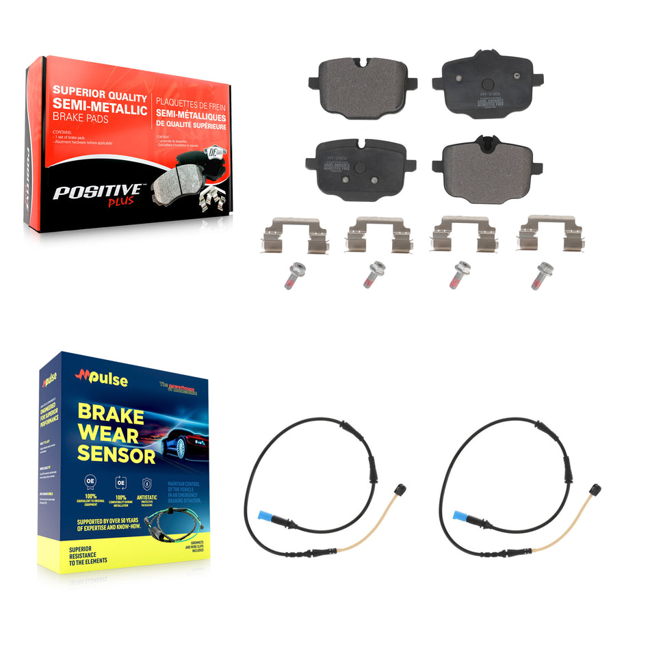 Rear Semi-Metallic Disc Brake Pads And Wear Sensors Kit For BMW X4 KPW-101124