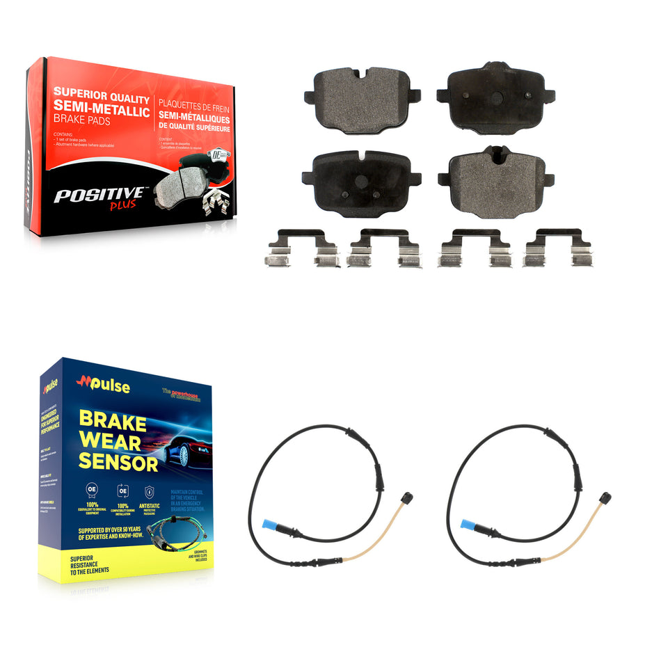 Rear Semi-Metallic Disc Brake Pads And Wear Sensors Kit For BMW X4 KPW-101126