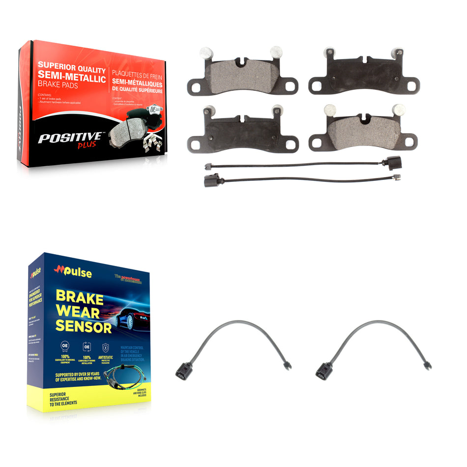 Rear Semi-Metallic Disc Brake Pads And Wear Sensors Kit For Porsche Cayenne with Harness KPW-101135