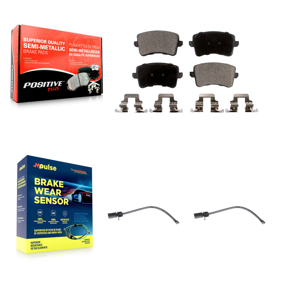 Rear Semi-Metallic Disc Brake Pads And Wear Sensors Kit For 2015 Audi Q5 KPW-101136