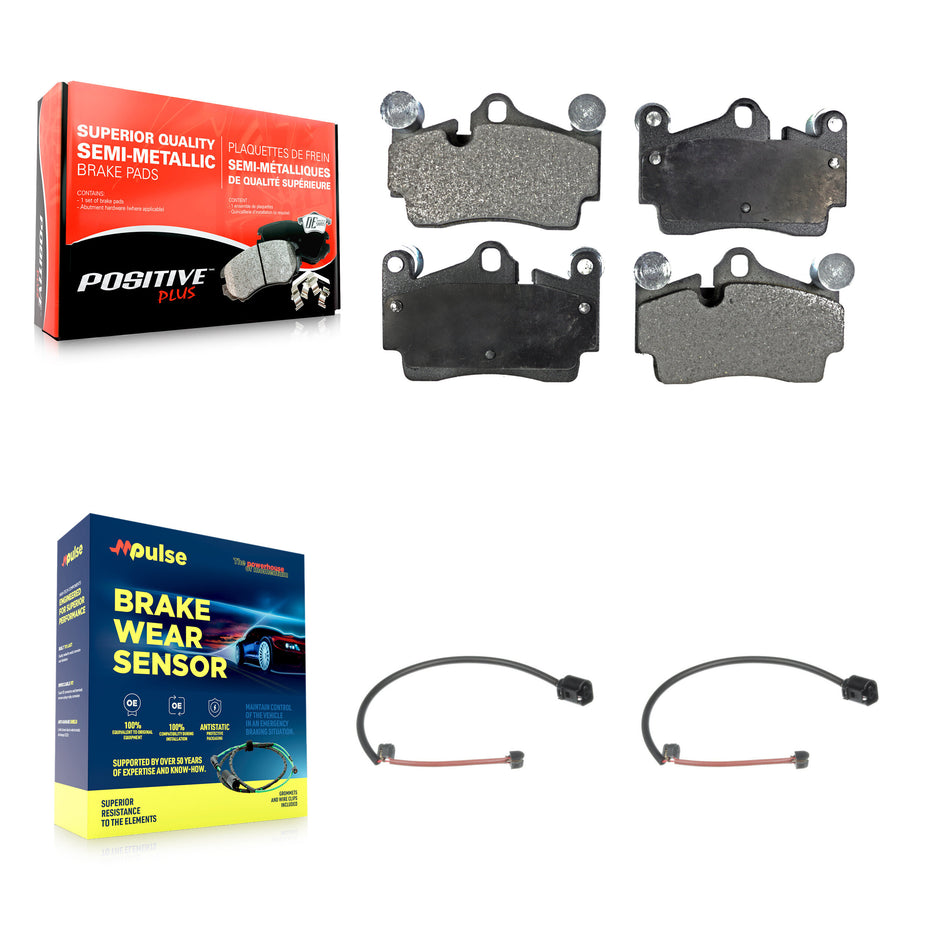 Rear Semi-Metallic Brake Pads & Wear Sensor Kit For 2005-2006 Porsche Cayenne S with 4.5L KPW-101137