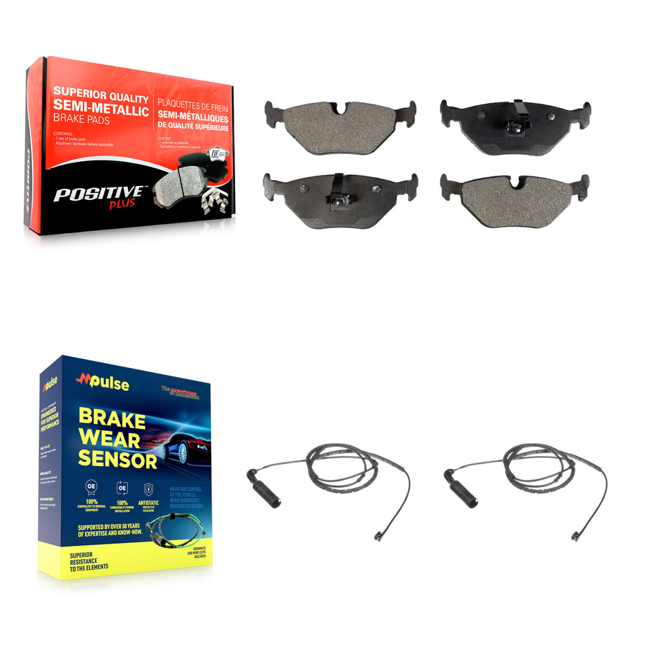 Rear Semi-Metallic Brake Pad And Wear Sensor Kit For BMW 325i 325Ci 320i 325xi 328i 323Ci KPW-101140