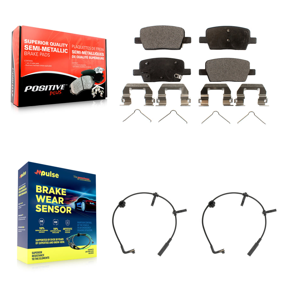 Rear Semi-Metallic Disc Brake Pads And Wear Sensors Kit For Cadillac CT6 KPW-101162