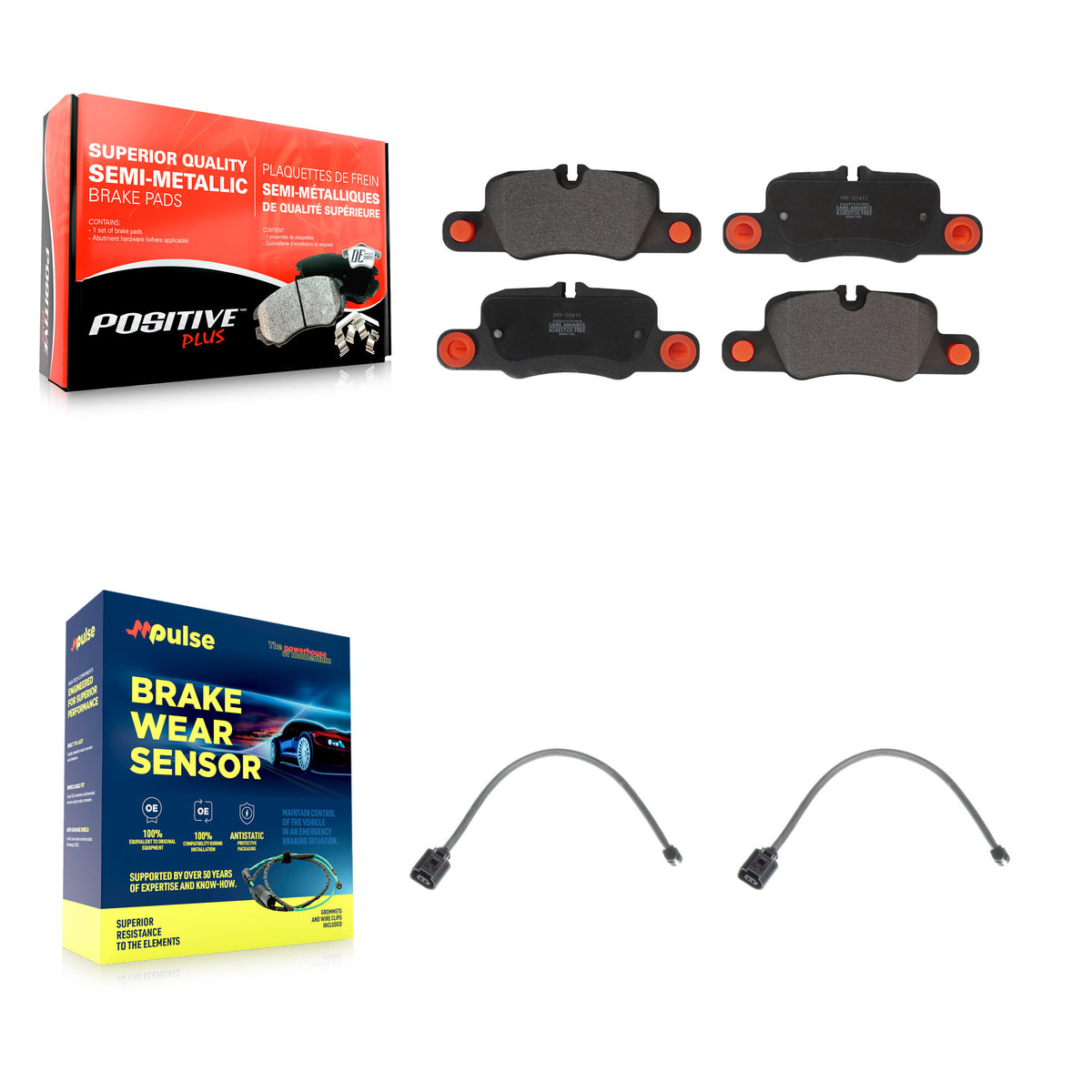Rear Semi-Metallic Brake Pads Wear Sensor Kit For 2012-2016 Porsche Panamera with Harness KPW-101165