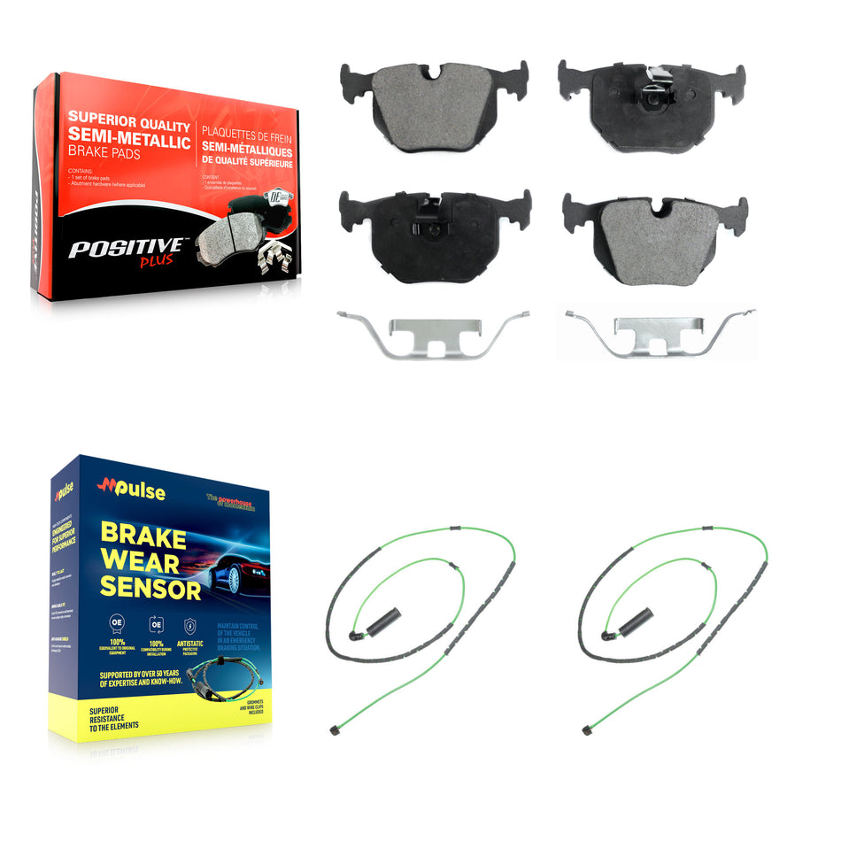 Rear Semi-Metallic Disc Brake Pads And Wear Sensors Kit For 2001-2006 BMW M3 3.2L KPW-101171