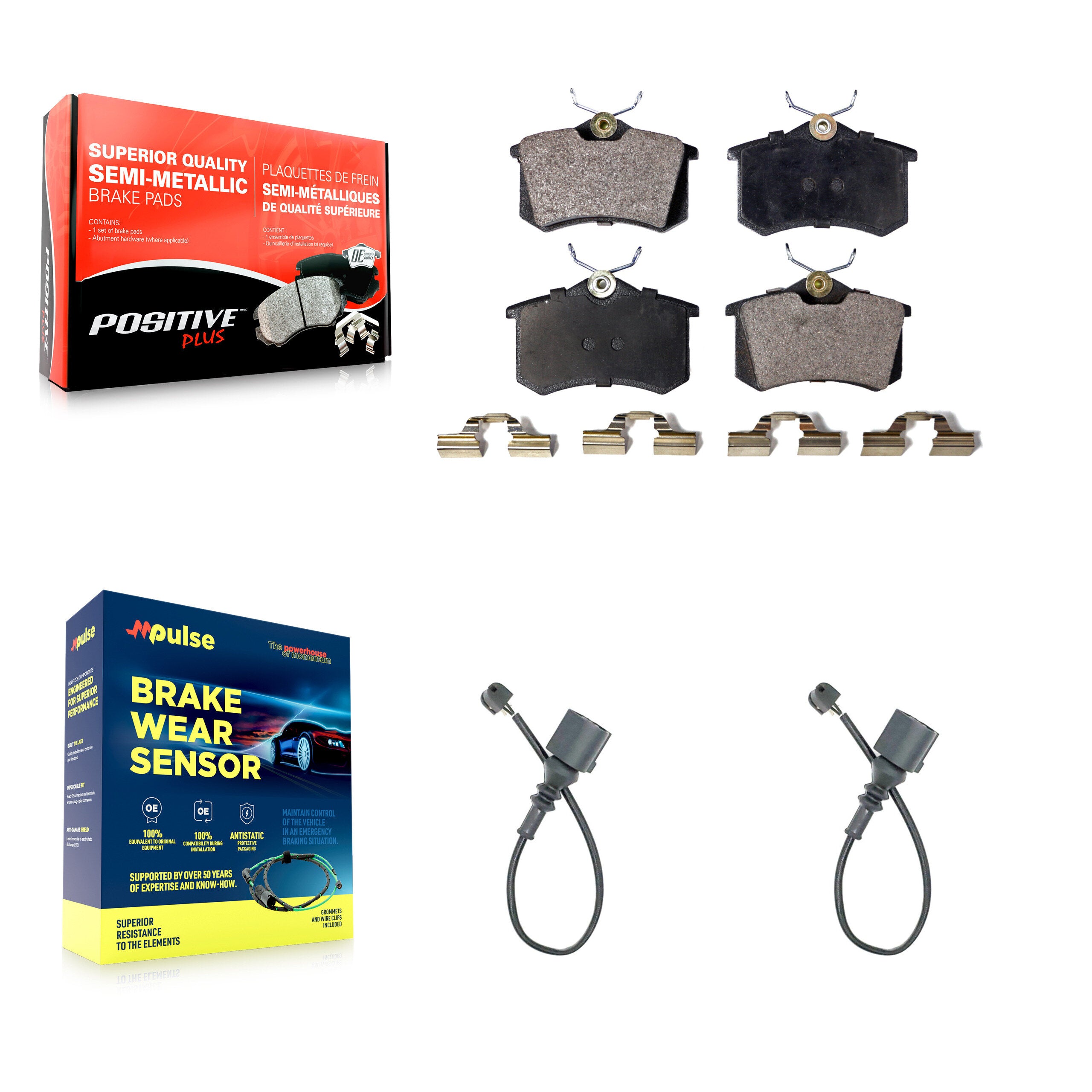 Rear Semi-Metallic Disc Brake Pads And Wear Sensors Kit For 2003-2006 Audi TT 1.8L KPW-101183