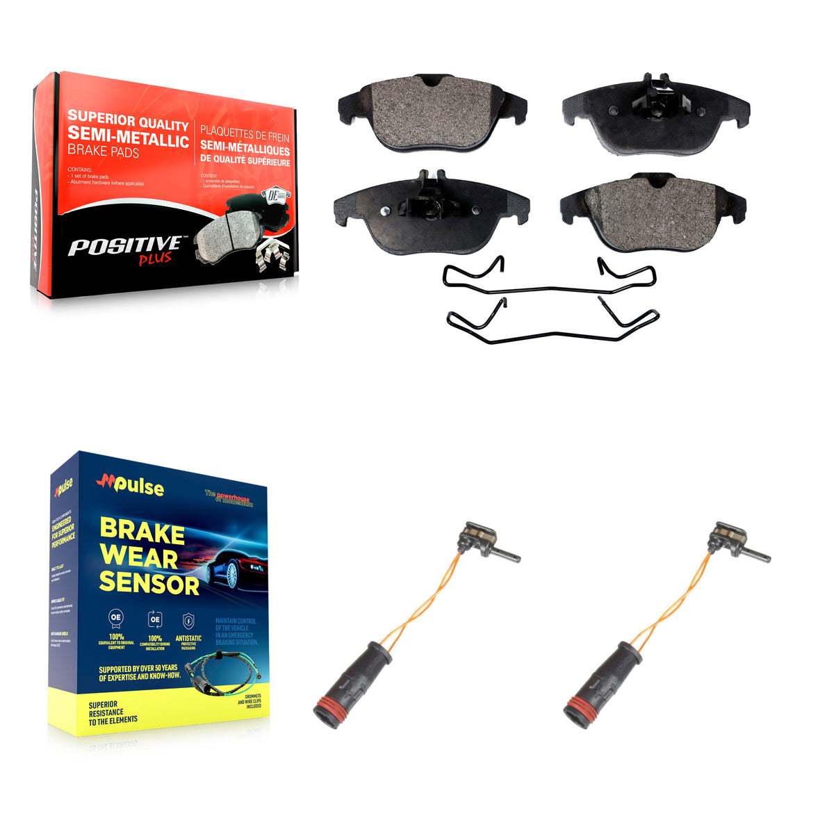 Rear Semi-Metallic Brake Pads & Wear Sensor Kit For Mercedes-Benz C300 GLK350 GLK250 E350 KPW-101187
