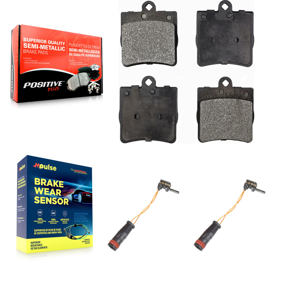 Rear Semi-Metallic Disc Brake Pads And Wear Sensors Kit For Mercedes-Benz C230 C240 KPW-101190