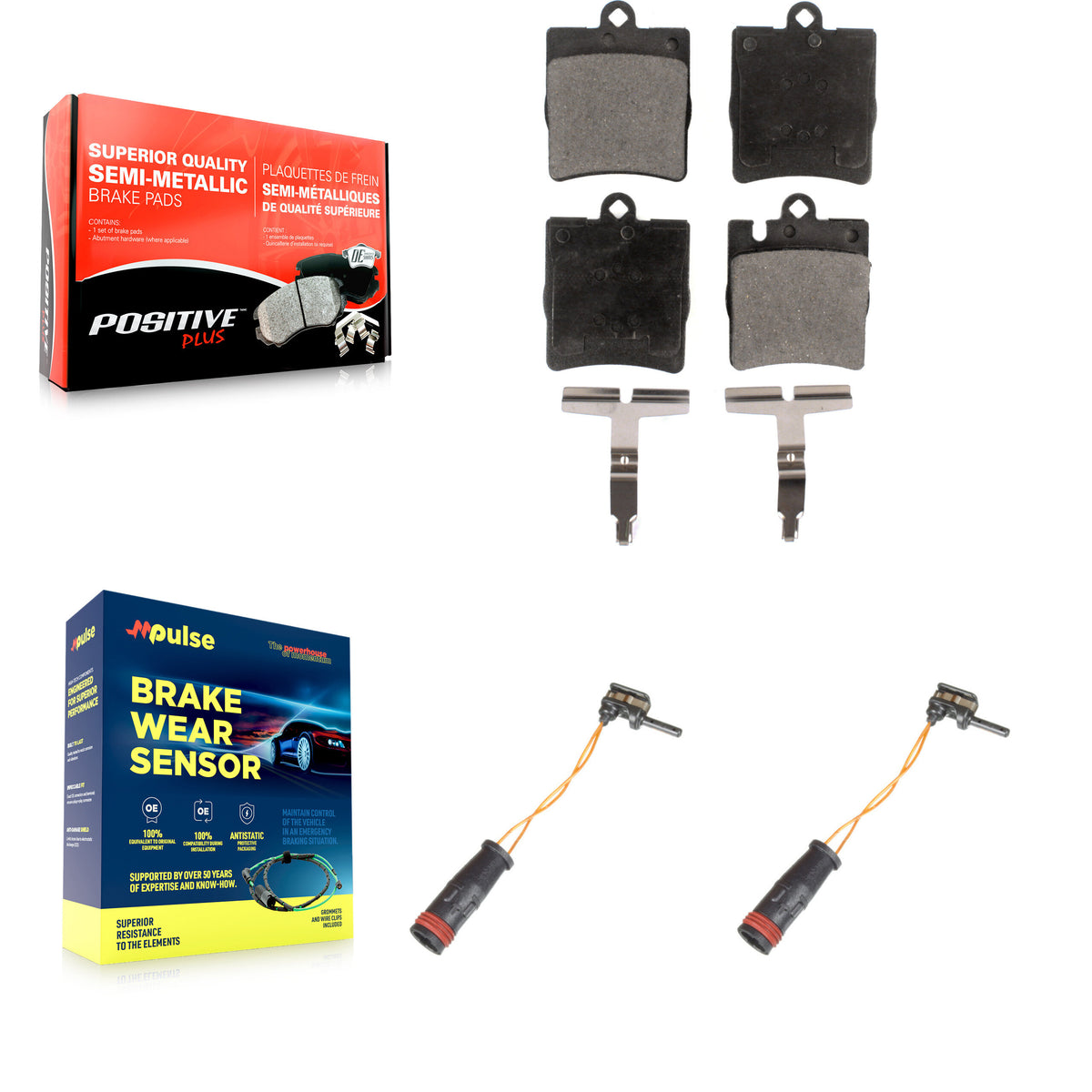 Rear Semi-Metallic Brake Pads & Wear Sensor Kit For Mercedes-Benz SLK350 C230 C280 CLK320 KPW-101191