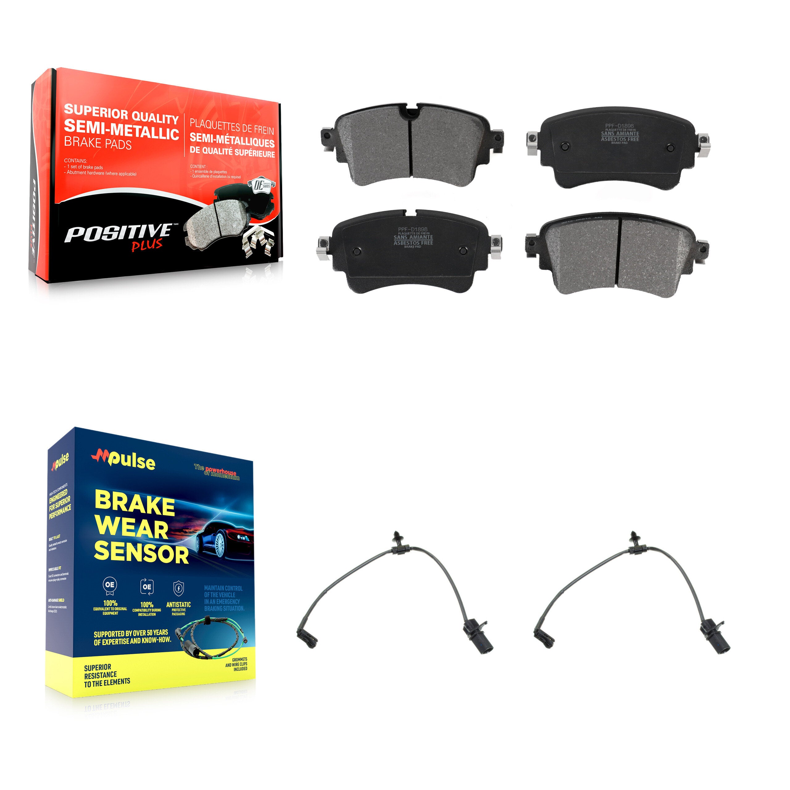 Rear Semi-Metallic Brake Pads Wear Sensor Kit For Audi A4 Quattro A5 Sportback S5 allroad KPW-101193