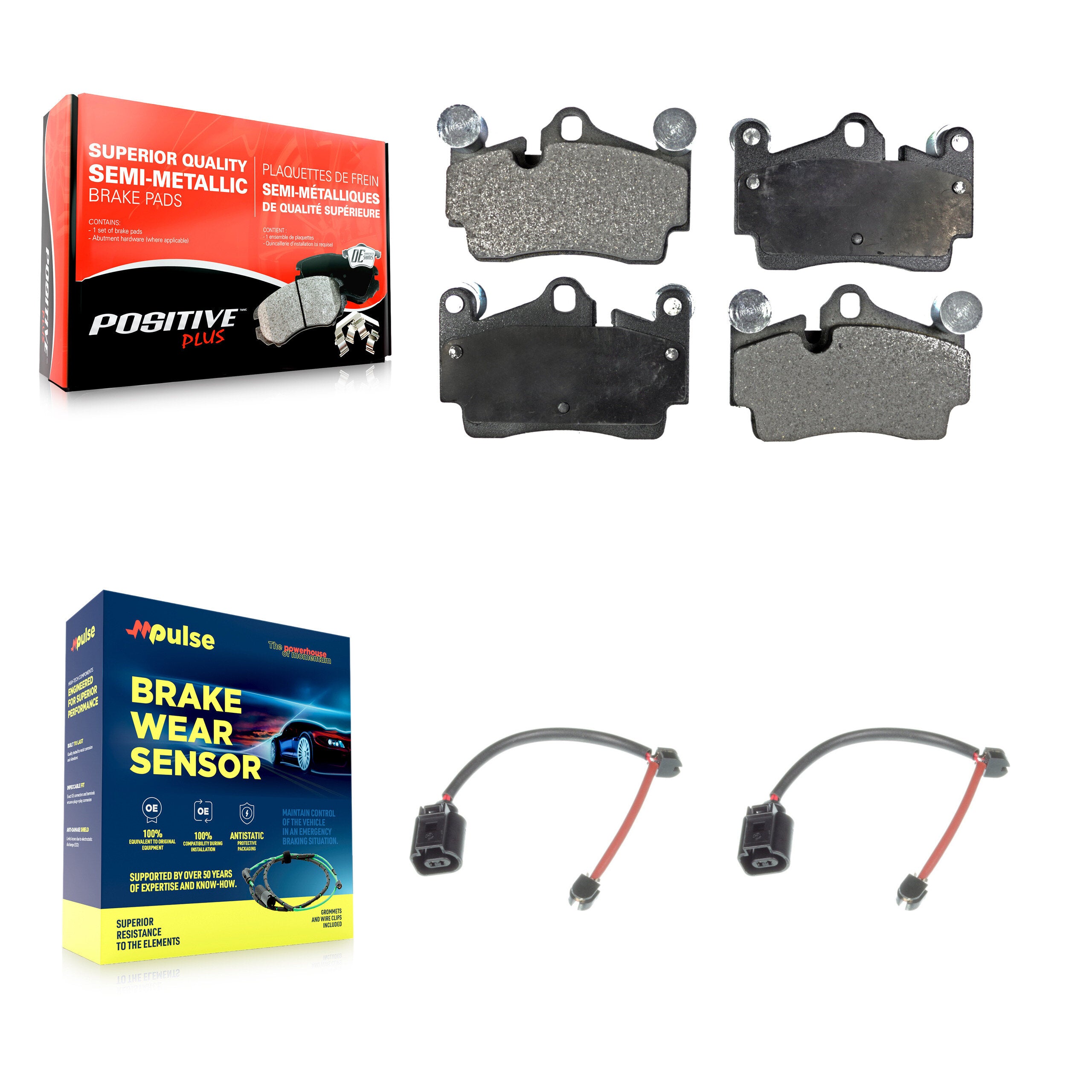 Rear Semi-Metallic Disc Brake Pads And Wear Sensors Kit For Porsche Cayenne KPW-101200