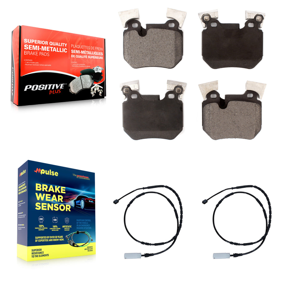Rear Semi-Metallic Disc Brake Pads And Wear Sensors Kit For 2012-2013 BMW 135i 3.0L KPW-101203