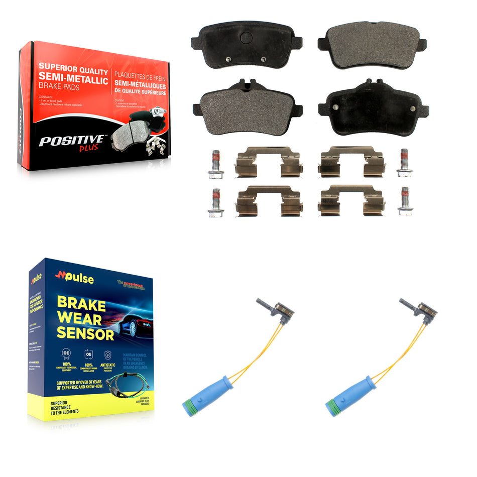 Rear Semi-Metallic Brake Pad & Wear Sensor Kit For 2014-2019 Mercedes-Benz CLA45 AMG 2.0L KPW-101218