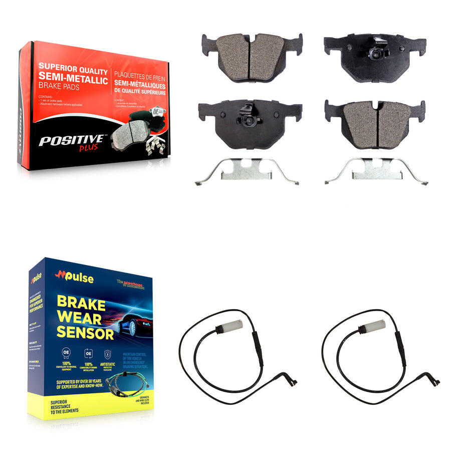 Rear Semi-Metallic Disc Brake Pads And Wear Sensors Kit For BMW 530xi 535i xDrive 535xi KPW-101223