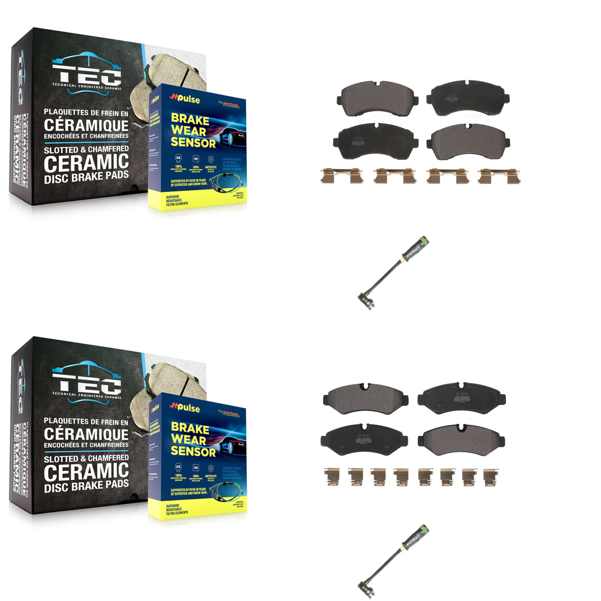 Front Rear Semi-Metallic Brake Pads & Wear Sensor Kit For Freightliner Sprinter 2500 3500 KPW-101236