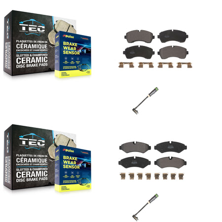 Front Rear Semi-Metallic Brake Pads & Wear Sensor Kit For Freightliner Sprinter 2500 3500 KPW-101236