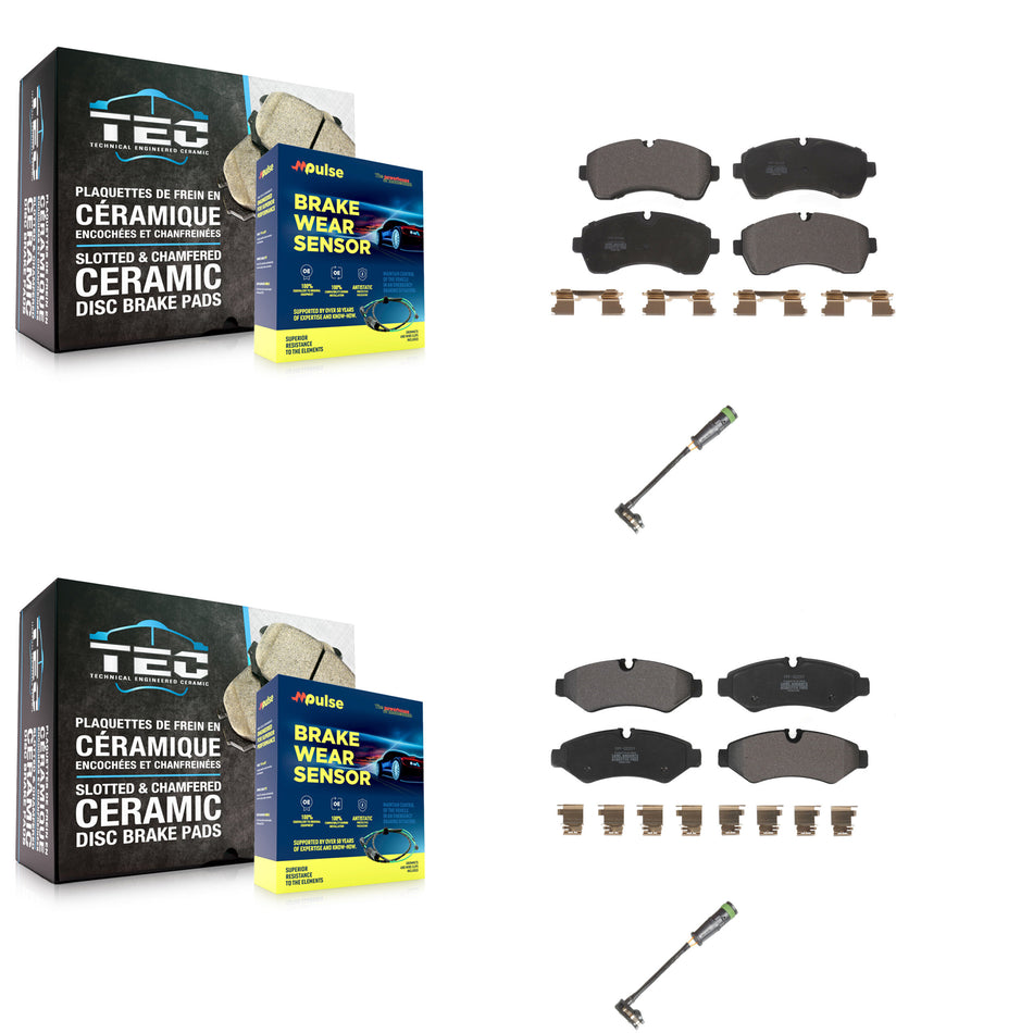 Front Rear Semi-Metallic Brake Pads & Wear Sensor Kit For Freightliner Sprinter 2500 3500 KPW-101236