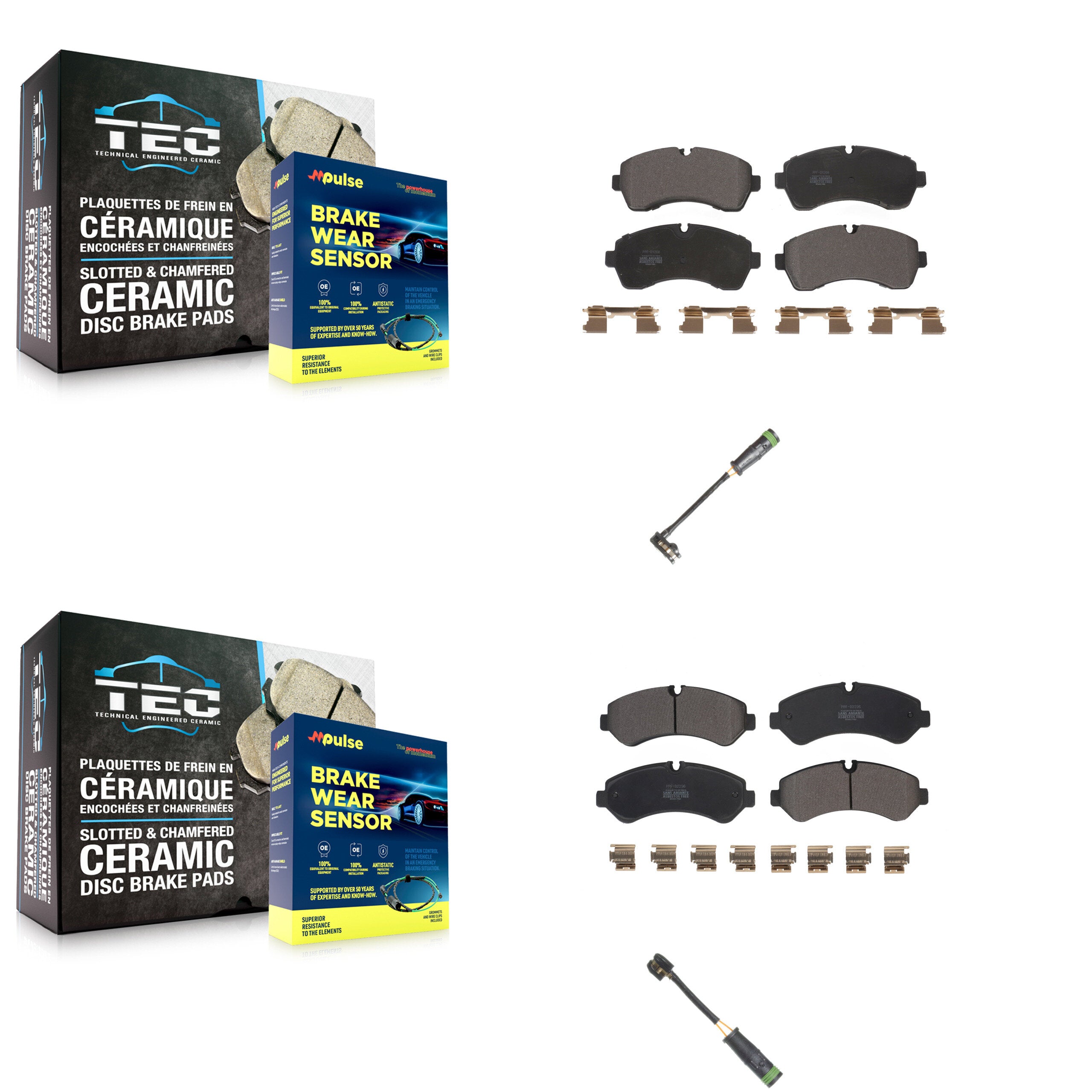 Front Rear Semi-Metallic Disc Brake Pads & Wear Sensor Kit For Freightliner Sprinter 4500 KPW-101237