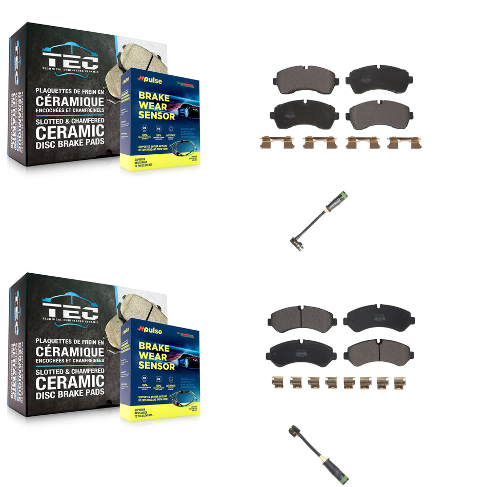 Front Rear Semi-Metallic Disc Brake Pads & Wear Sensor Kit For Freightliner Sprinter 4500 KPW-101237