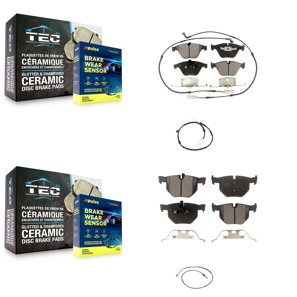 Front Rear Semi-Metallic Disc Brake Pads And Extra Wear Sensors Kit For BMW 335i xDrive KPW-101241