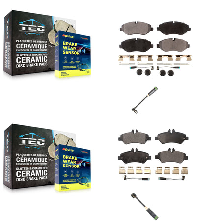 Front Rear Semi-Metallic Brake Pad & Extra Wear Sensor Kit For Freightliner Sprinter 2500 KPW-101252