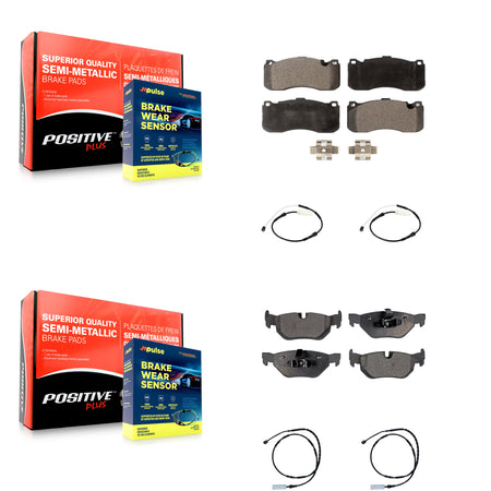 Front Rear Semi-Metallic Disc Brake Pads And Wear Sensors Kit For BMW 328i KPW-101258