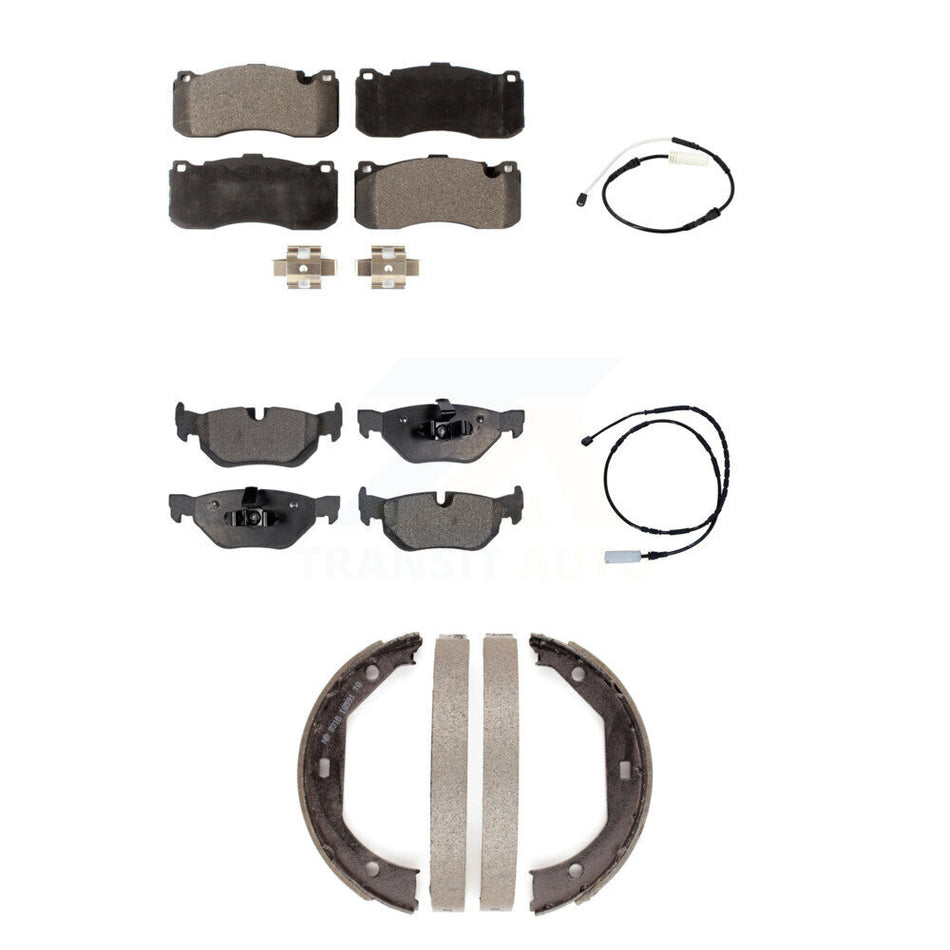 Front Rear Semi-Metallic Disc Brake Pads And Wear Sensors Kit (5Pc) For BMW 328i KPW-101282