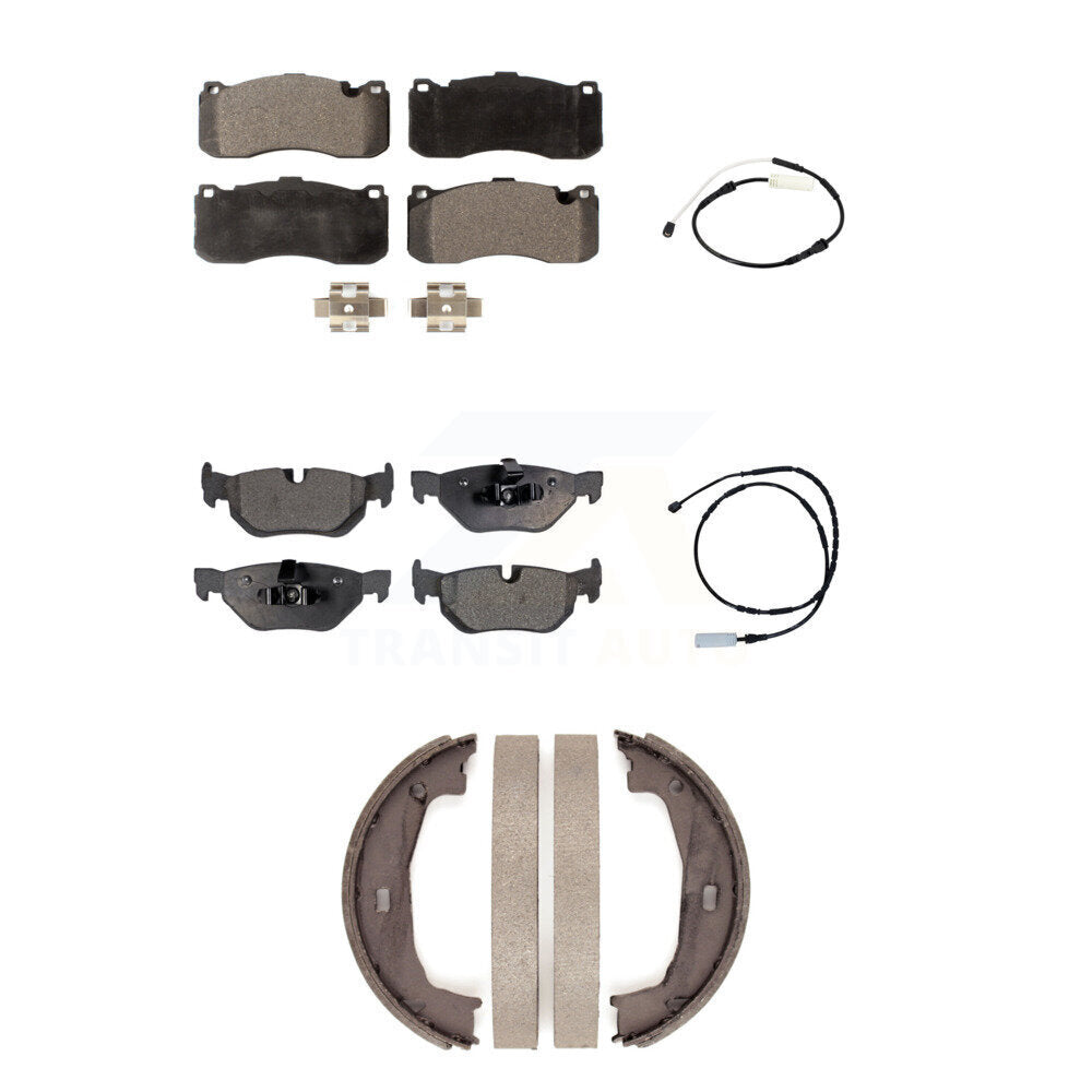 Front Rear Semi-Metallic Disc Brake Pads And Wear Sensors Kit (5Pc) For BMW 328i KPW-101283
