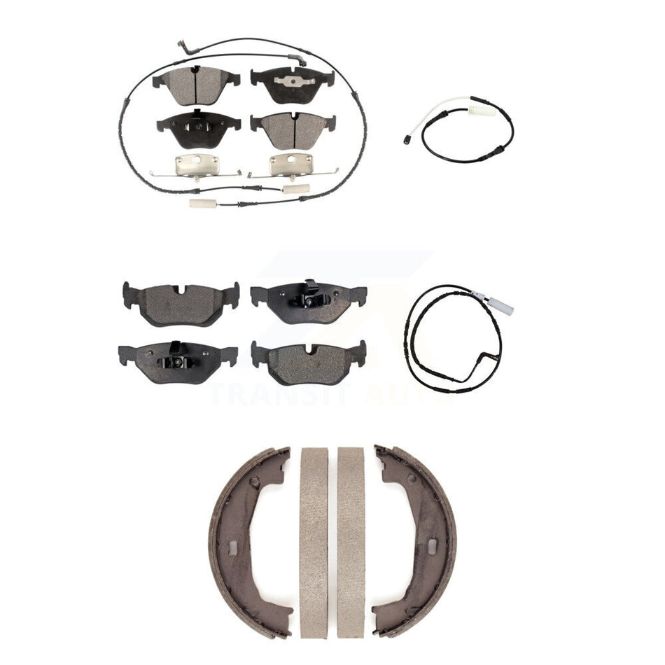 Front Rear Semi-Metallic Disc Brake Pad And Extra Wear Sensor Kit (5Pc) For BMW 323i 328i KPW-101284