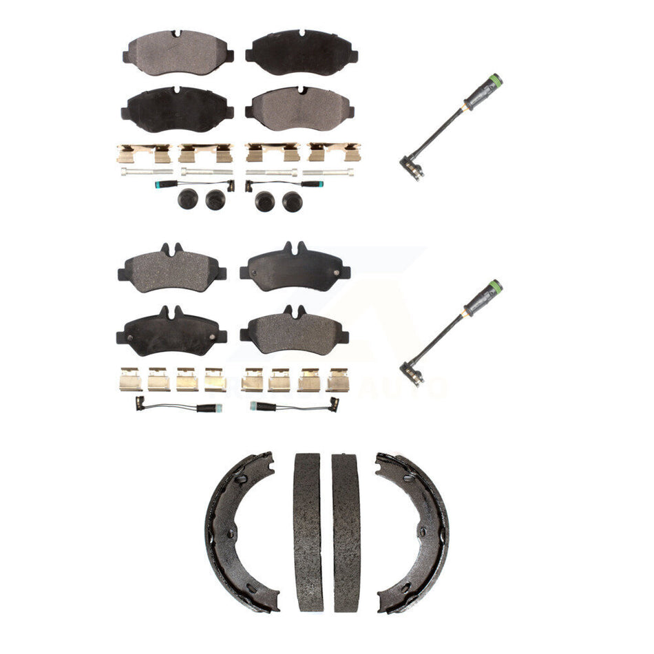 Front Rear Semi-Metallic Disc Brake Pads And Extra Wear Sensors Kit (5Pc) For KPW-101291