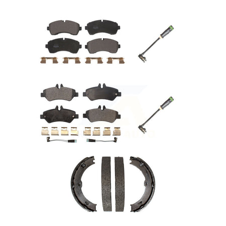 Front Rear Semi-Metallic Disc Brake Pads And Extra Wear Sensors Kit (5Pc) For KPW-101292