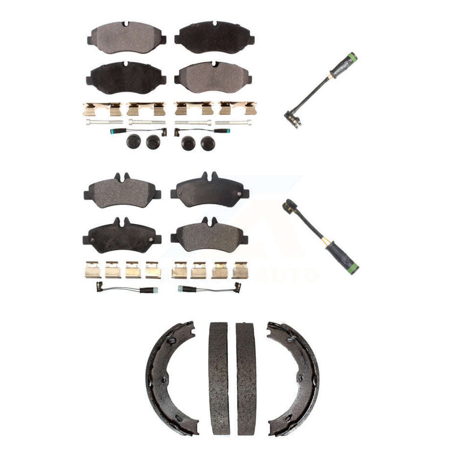 Front Rear Semi-Metallic Disc Brake Pads And Extra Wear Sensors Kit (5Pc) For KPW-101294
