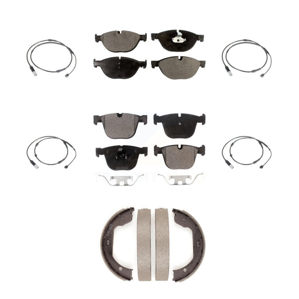 Front Rear Semi-Metallic Brake Pad And Wear Sensor Kit (7Pc) For 2012 BMW 750i GAS engine KPW-101300