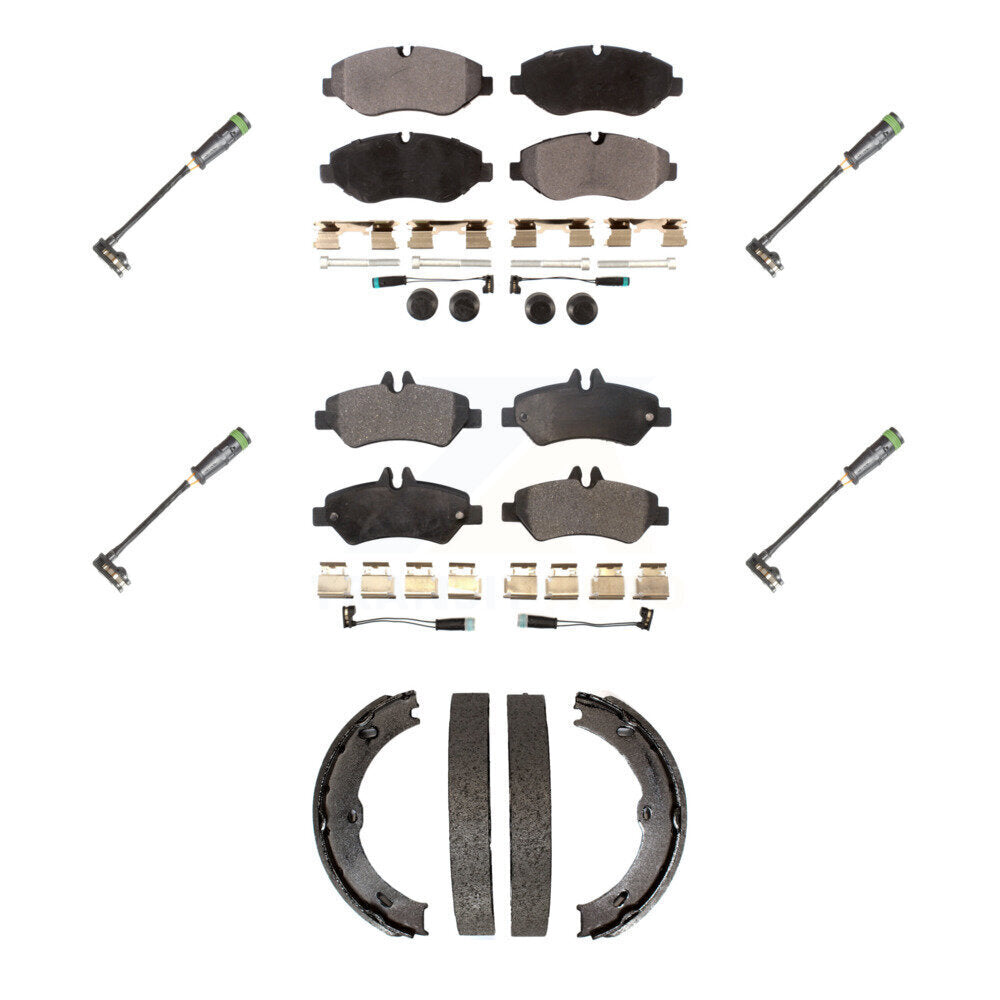 Front Rear Semi-Metallic Disc Brake Pads And Extra Wear Sensors Kit (7Pc) For KPW-101303