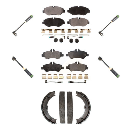 Front Rear Semi-Metallic Disc Brake Pads And Extra Wear Sensors Kit (7Pc) For KPW-101304
