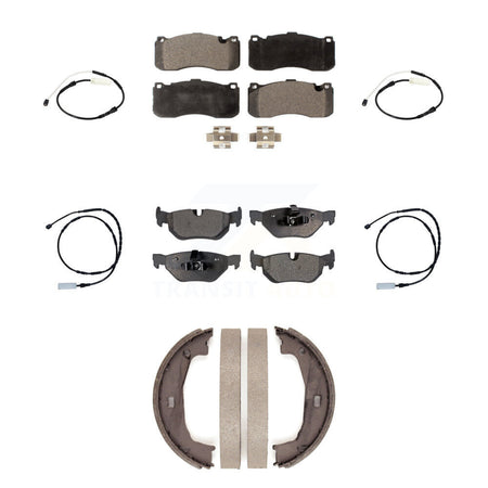 Front Rear Semi-Metallic Disc Brake Pads And Wear Sensors Kit (7Pc) For BMW 328i KPW-101306