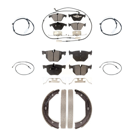 Front Rear Semi-Metallic Disc Brake Pad & Extra Wear Sensor Kit (7Pc) For BMW 335i xDrive KPW-101311