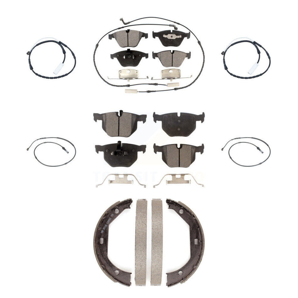 Front Rear Semi-Metallic Disc Brake Pad & Extra Wear Sensor Kit (7Pc) For BMW 335i xDrive KPW-101311