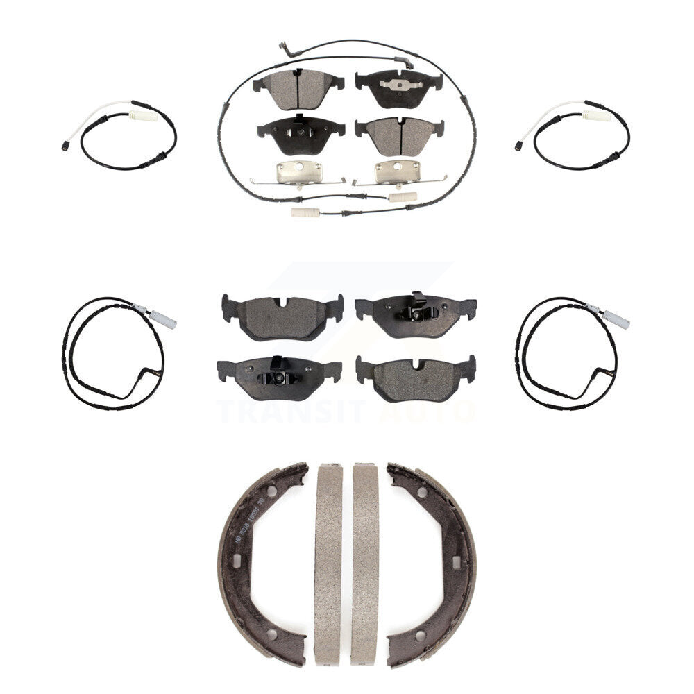Front Rear Semi-Metallic Disc Brake Pads And Extra Wear Sensors Kit (7Pc) For BMW 328i KPW-101318