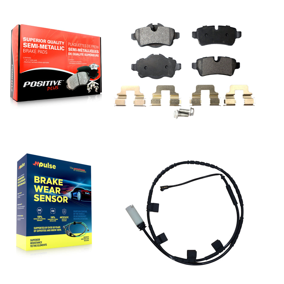 Rear Semi-Metallic Disc Brake Pads And Wear Sensors Kit For Mini Cooper KPW-101327