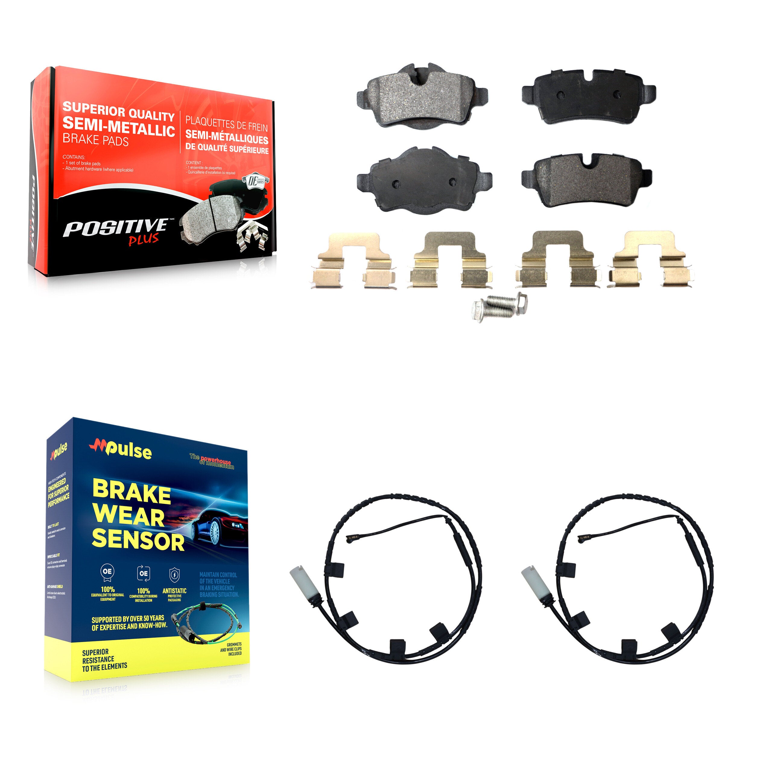 Rear Semi-Metallic Disc Brake Pads And Wear Sensors Kit For Mini Cooper KPW-101337